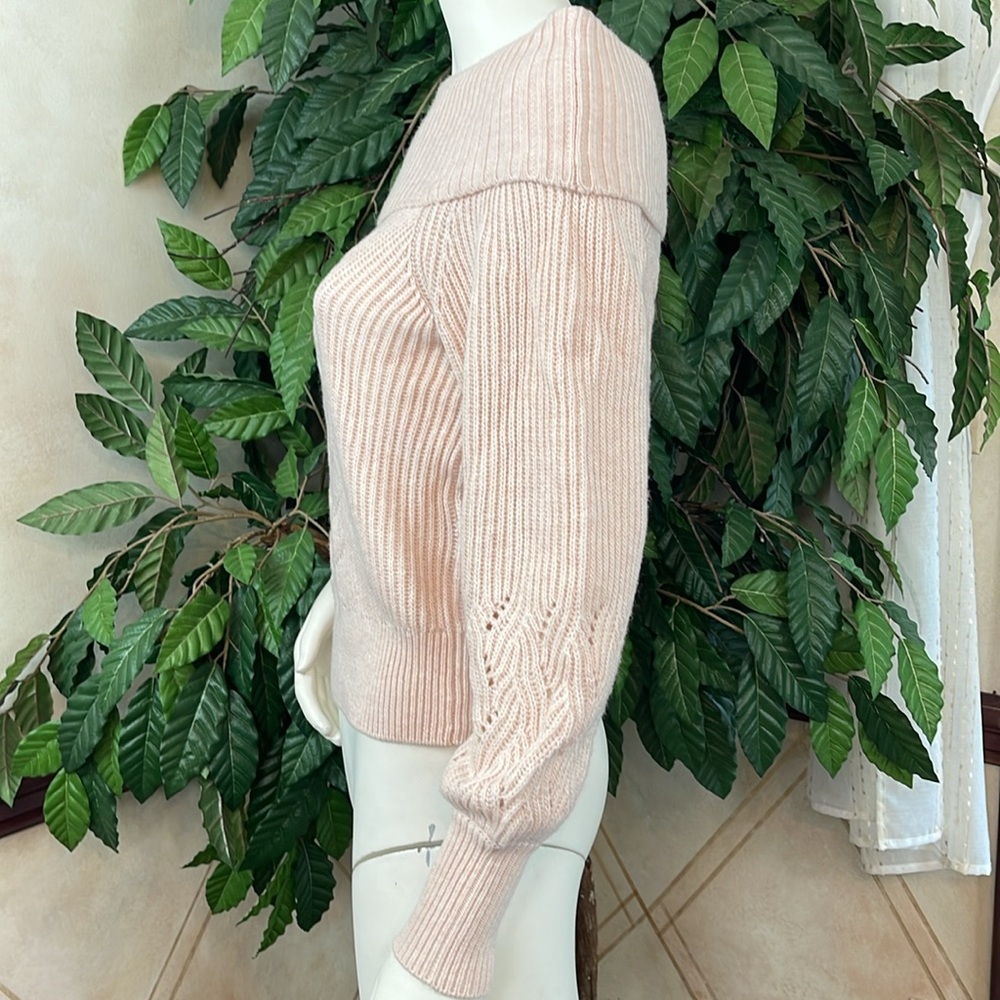 WHBM BLUSH OFF-THE-SHOULDER CABLE KNIT SWEATER - Picture 8 of 12
